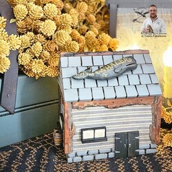 Hand Carved Whaler House - 6.5" T x 6.5" W x 4.25" D