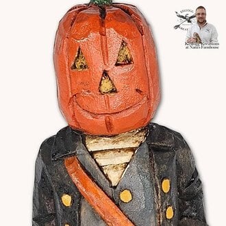 Colonial Pumpkin Man with Lantern - 6.75"