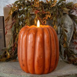 Orange 3D Flame Pumpkin Candle - 6.5" x 5.5"