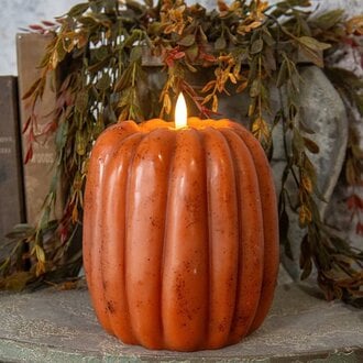 Orange 3D Flame Pumpkin Candle - 6.5"