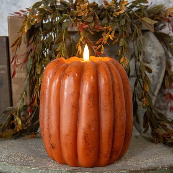 Orange 3D Flame Pumpkin Candle - 6.5"