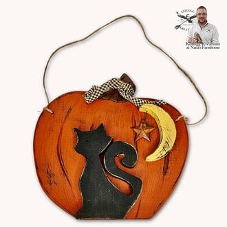 Hanging Pumpkin with Cat & Moon