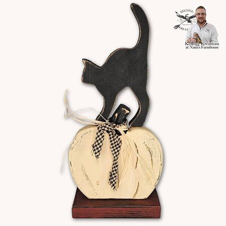 White Pumpkin with Black Cat