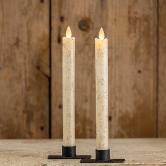 Moving Flame Taper Candle Cream - Set of Two
