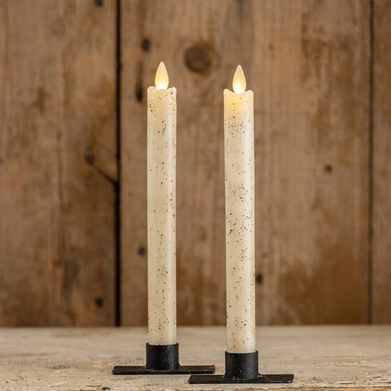 Moving Flame Taper Candle Cream - Set of Two