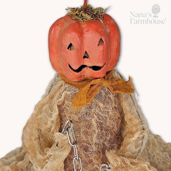 Jack O Lantern Doll Standing Orange