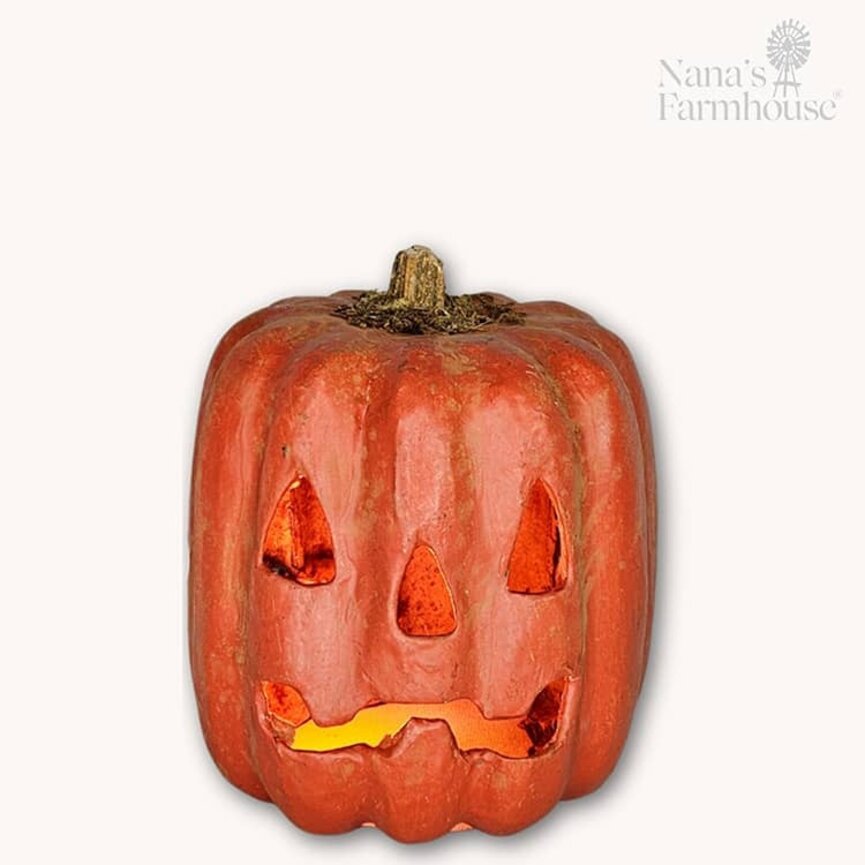 Carved Jack Face Pumpkin Wax Dipped Orange - 7" x 5.5"