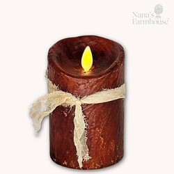 Moving Flame Pillar Candle Burnt Orange -3" x 4"