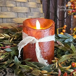 Moving Flame Pillar Candle Burnt Orange -3" x 4"