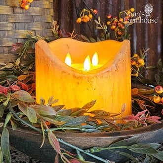 Mustard Three Wick Timer Pillar Candle - 6"