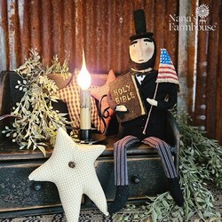 Abe Lincoln Shelf Sitter with American Flag & Holy Bible - 18"