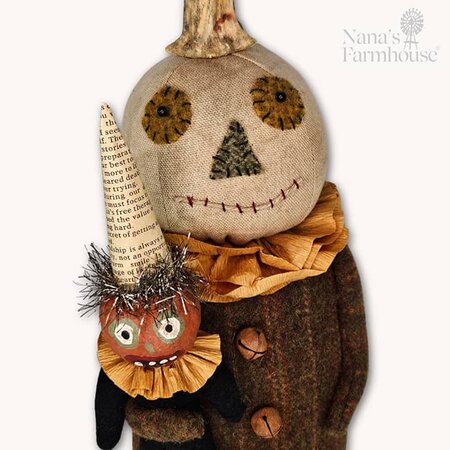 White Pumpkin Doll with Orange Pumpkin Faced Baby