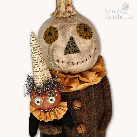 White Pumpkin Doll with Orange Pumpkin Faced Baby