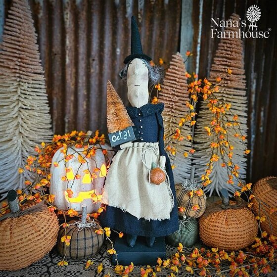Tall Witch Holding Rusty Tree In Oct 31 Box 19 T