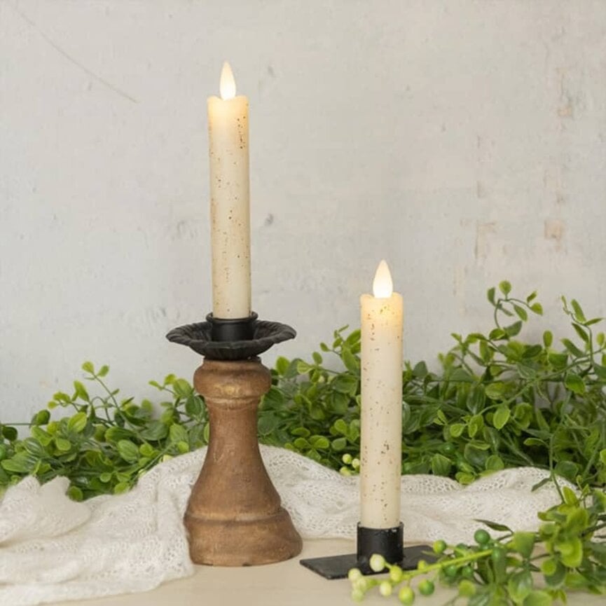 Moving Flame Taper Candle Cream Set - 6.75"
