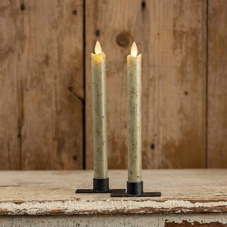 Green Moving Flame Taper Candle - Set of Two
