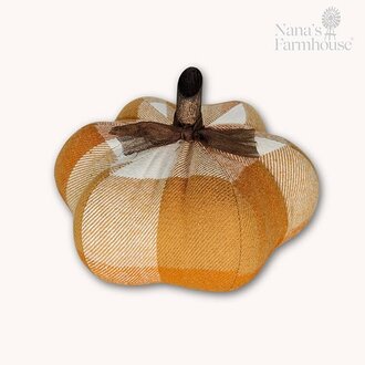 Orange Plaid Printed Pumpkin - Small