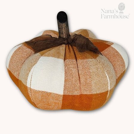 Orange Plaid Printed Pumpkin - Medium