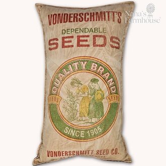 Vonderschmitt's Dependable Seeds Feed Sack Pillow