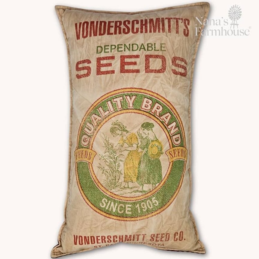 Vonderschmitt's Dependable Seeds Feed Sack Pillow - 16.5" x 8"