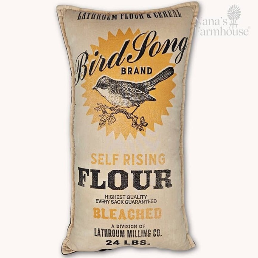 Bird Song Brand Self Rising Flour Feed Sack Pillow - 16.5" x 9"