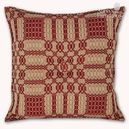 Westbury Coverlet Pillow Red Tan - 16"