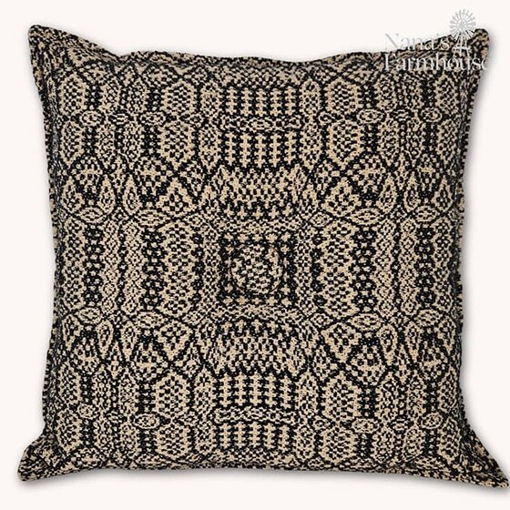 Abigail's Weave Coverlet Pillow Black Linen - 16"