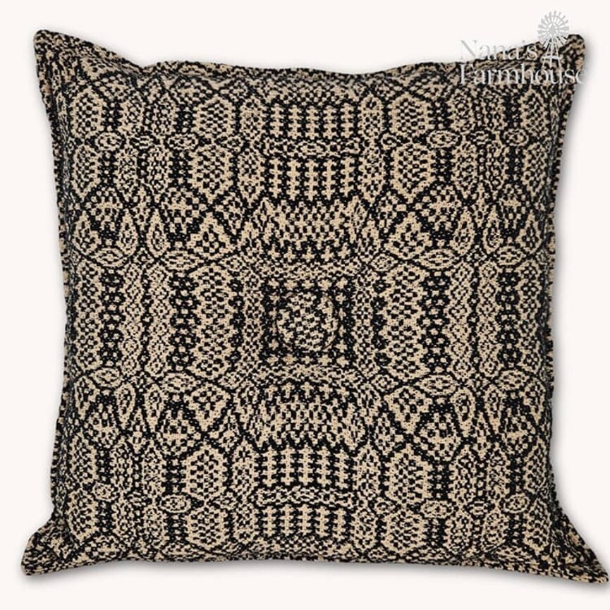 Abigail's Weave Coverlet Pillow Black Linen - 16" x 16"