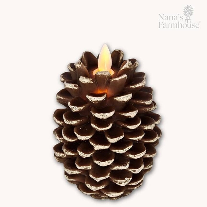 Pine Cone Moving Flame LED Candle Brown - 4.5" x 4"