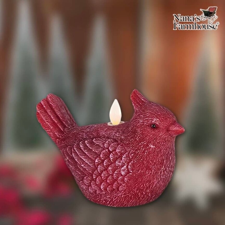 Cardinal Shaped Moving Flame LED Candle - 6.1" x 4.3"