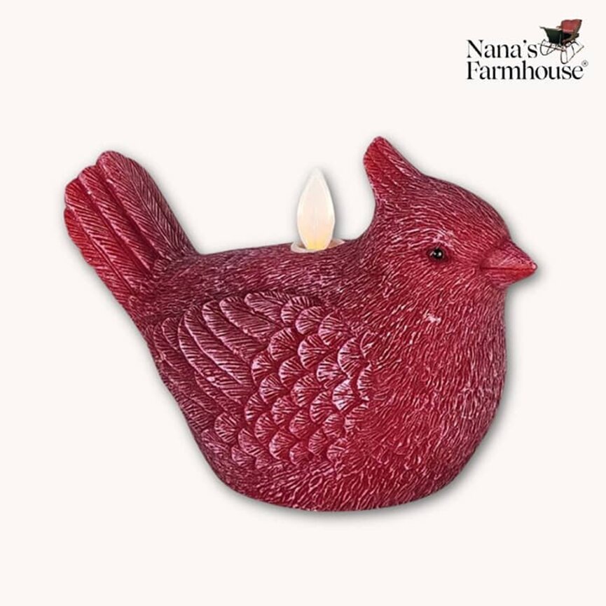 Cardinal Shaped Moving Flame LED Candle - 6.1" x 4.3"