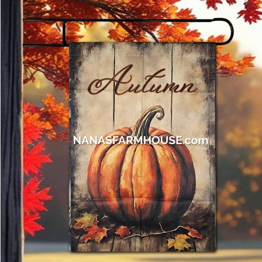 Autumn with Pumpkin Double Sided Garden Flag - 28" x 40"