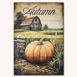 Autumn Pumpkin with Barn Garden Flag - 28" x 40"