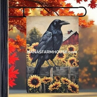 Crow Sunflower Double Sided Garden Flag - Large