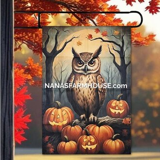 Halloween Owl Double Sided Garden Flag - Large