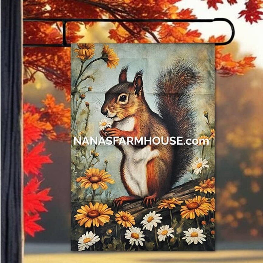 Summer Squirrel Double Sided Garden Flag - 28" x 40"