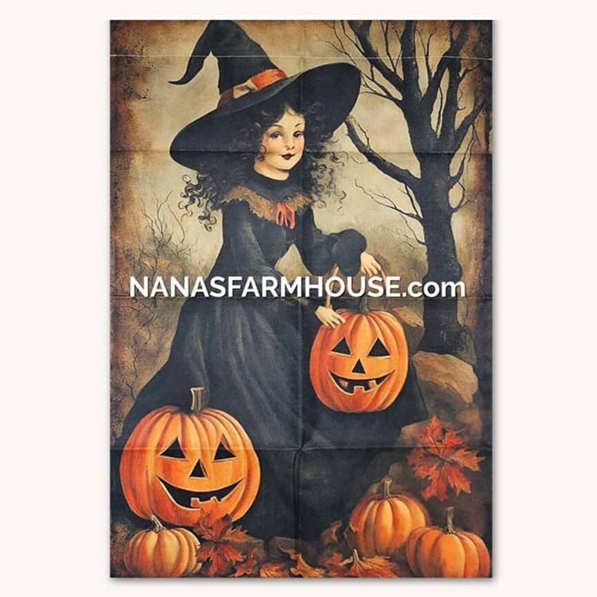Whimsical Good Witch with Jack O Lanterns Double Sided Garden Flag - 28" x 40"