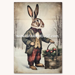 Standing Rabbit with Basket Ornaments Yard Flag - 40"