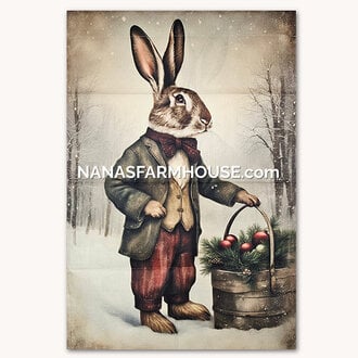Rabbit with Ornaments Yard Flag