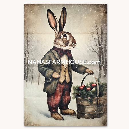 Rabbit with Ornaments Yard Flag