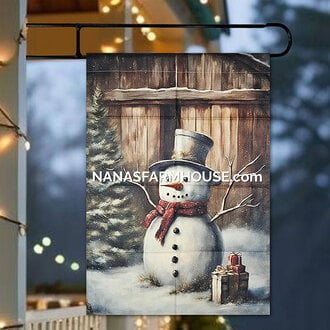 Snowman with Gifts Garden Flag - Large