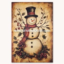 Folk Art Snowman Double Sided Garden Flag - 28" x 40"