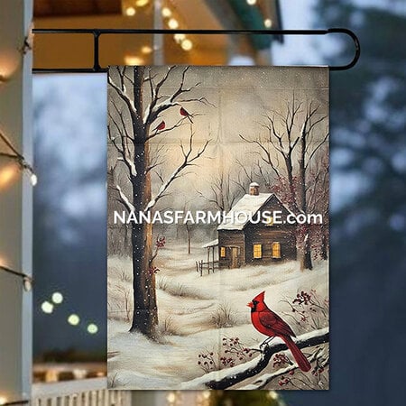 Winter Trees with Cardinals Garden Flag - Large