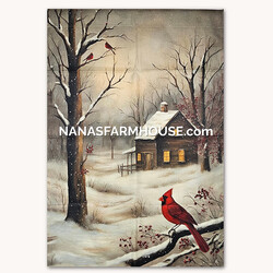 Winter Trees with Cardinals Double Sided Garden Flag - 28" x 40"