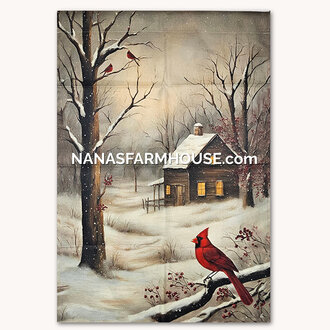 Winter Trees with Cardinals Yard Flag - Large