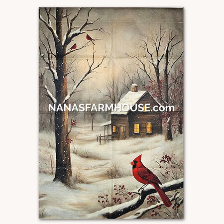 Winter Trees with Cardinals Yard Flag - Large