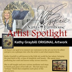 Kathy Graybill Hand Painted 1841 Saltbox Sheep Original Artwork Black Frame - 21" x 27"