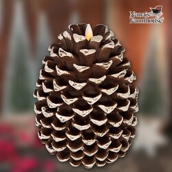 Pine Cone Moving Flame LED Candle Brown - 6.5" x 5"