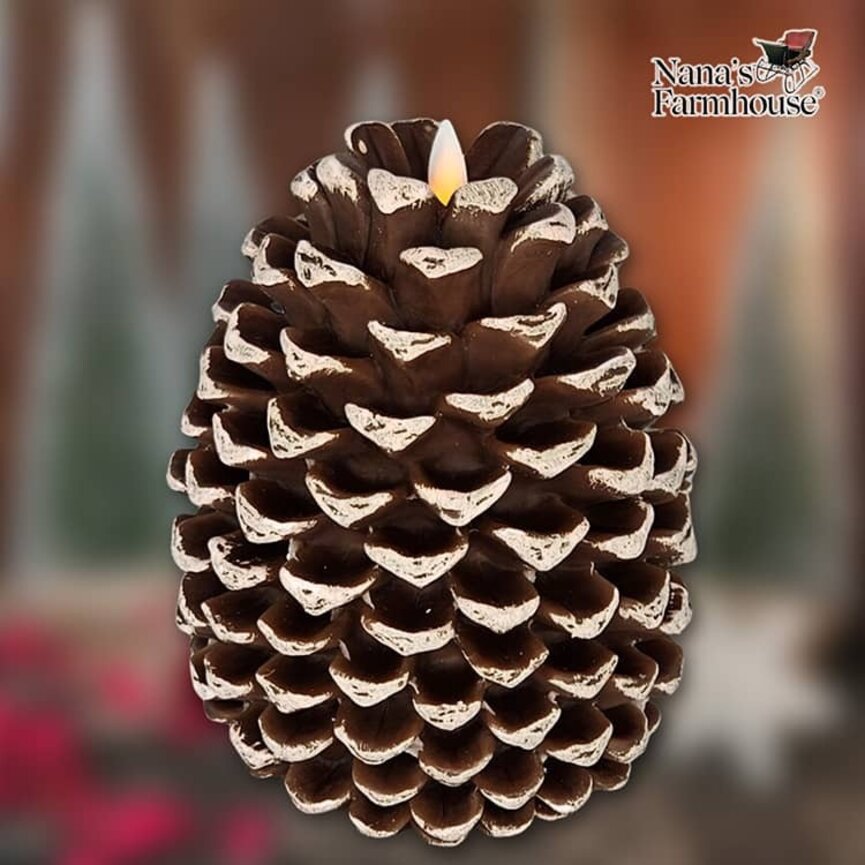 Pine Cone Moving Flame LED Candle Brown - 6.5" x 5"