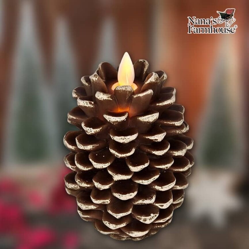 Pine Cone Moving Flame LED Candle Brown - 4.5" x 4"